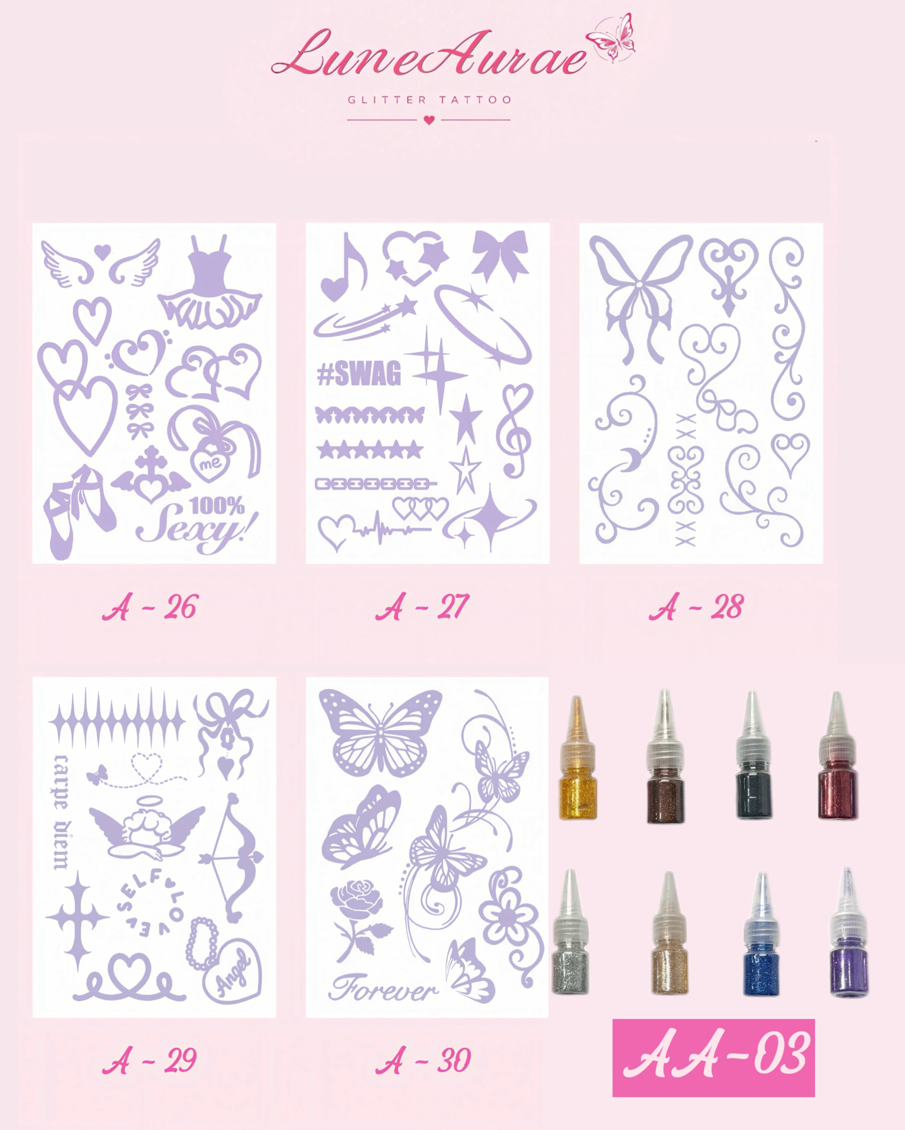 DIY Glitter Tattoo Sticker Set-A series