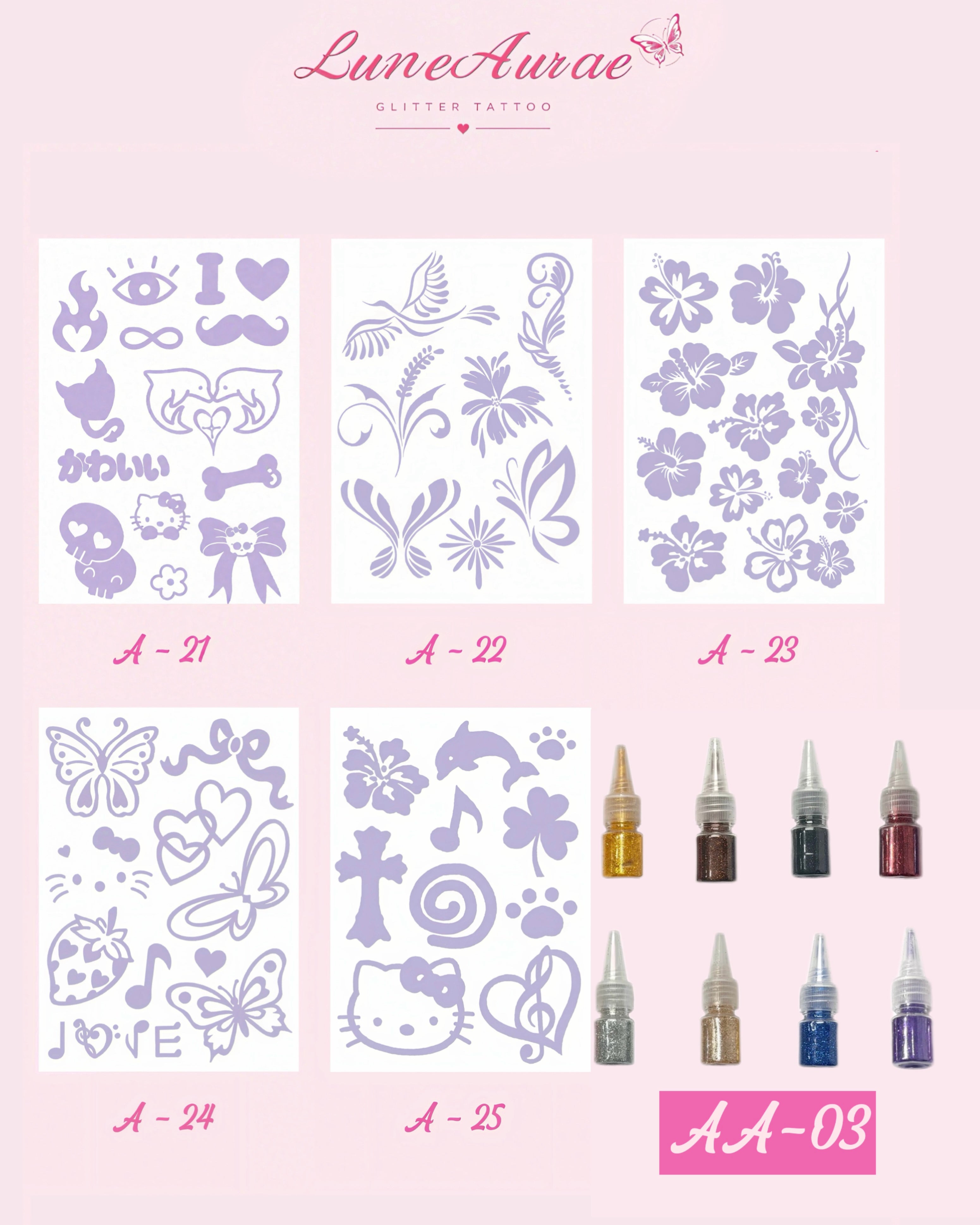 DIY Glitter Tattoo Sticker Set-A series