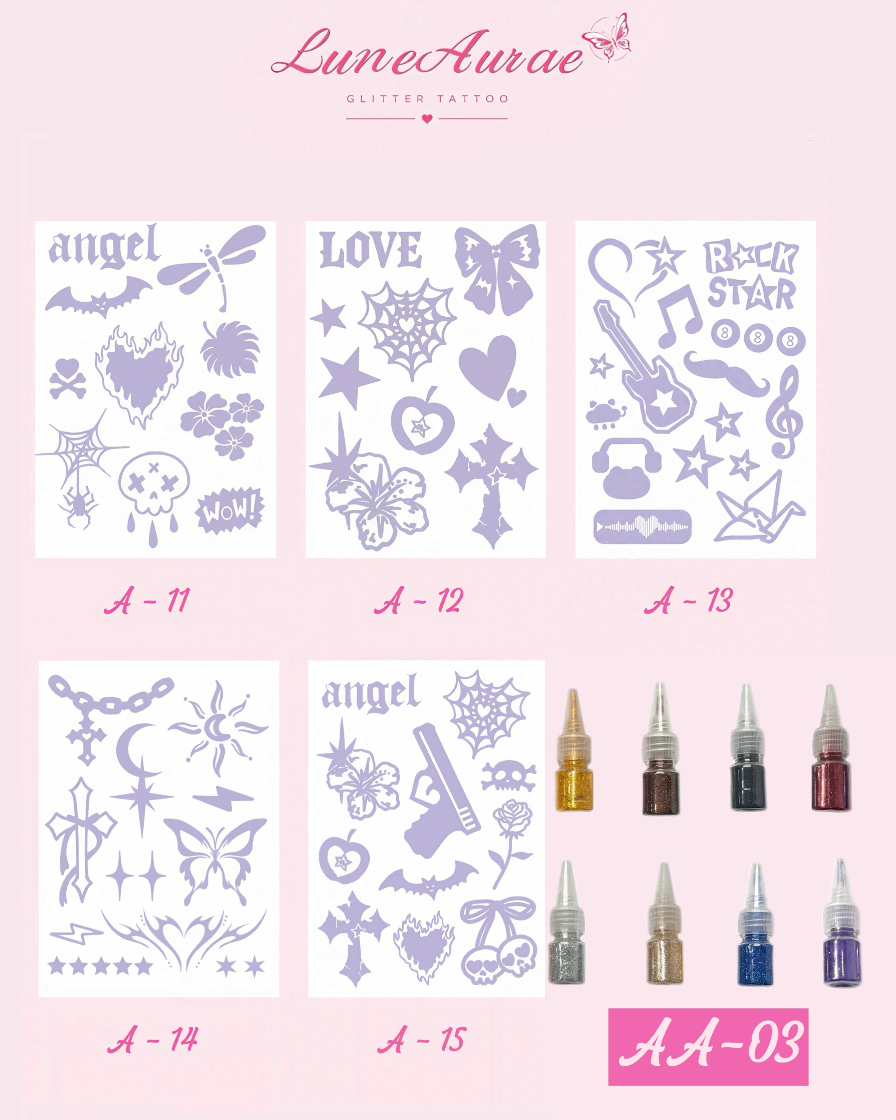 DIY Glitter Tattoo Sticker Set-A series