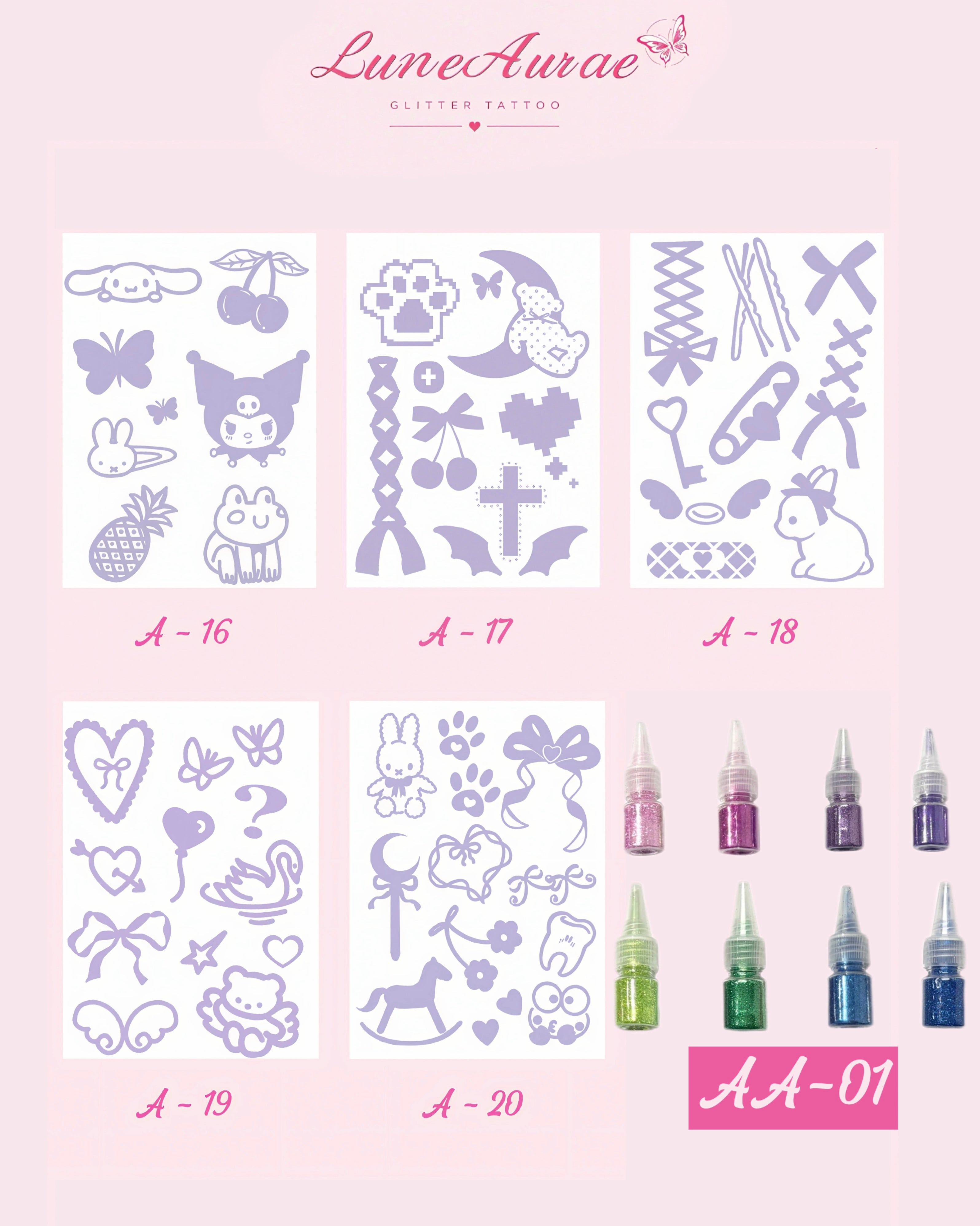 DIY Glitter Tattoo Sticker Set-A series