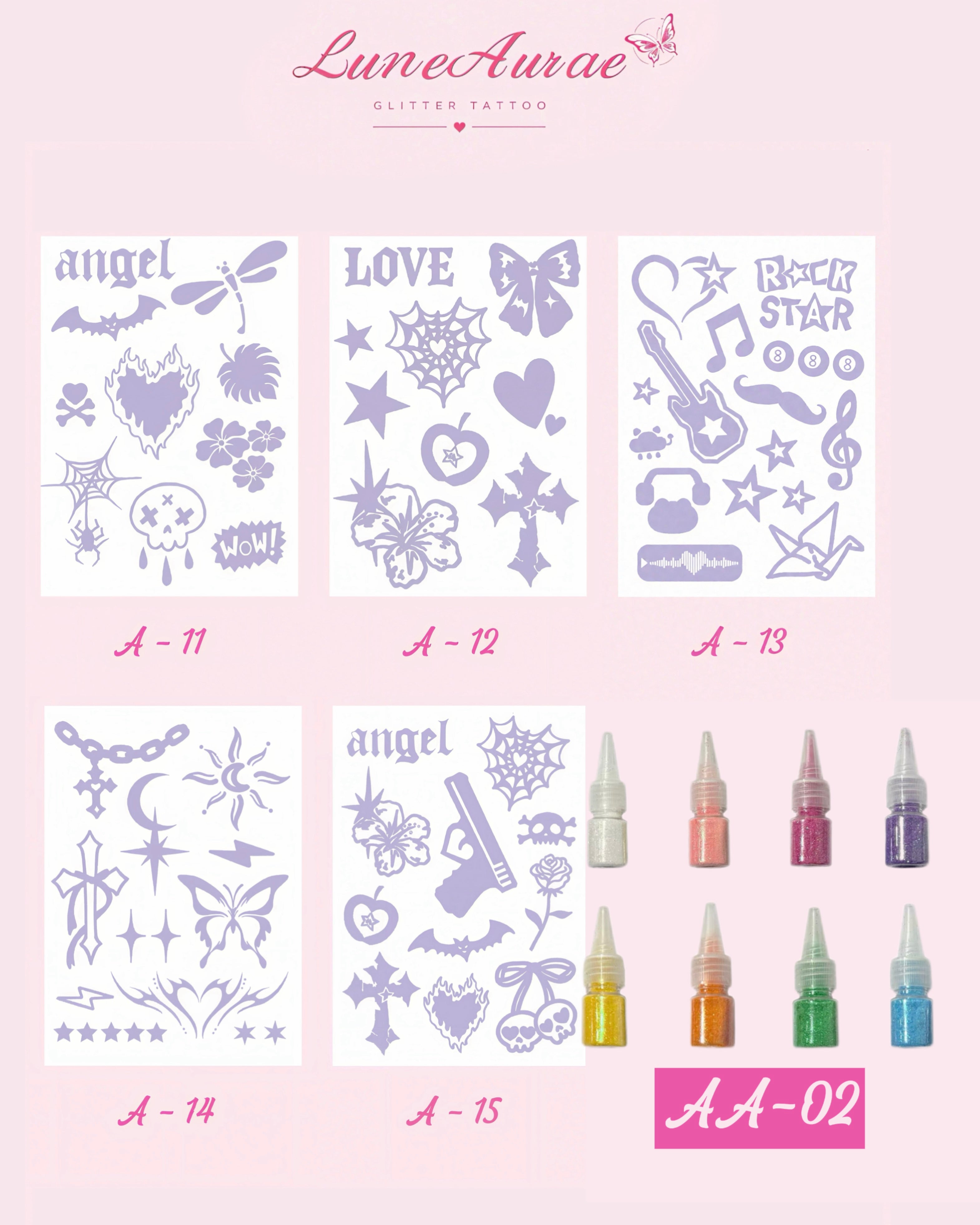 DIY Glitter Tattoo Sticker Set-A series