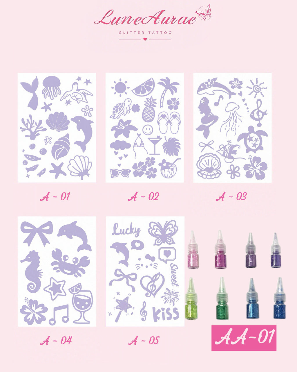 DIY Glitter Tattoo Sticker Set-A series
