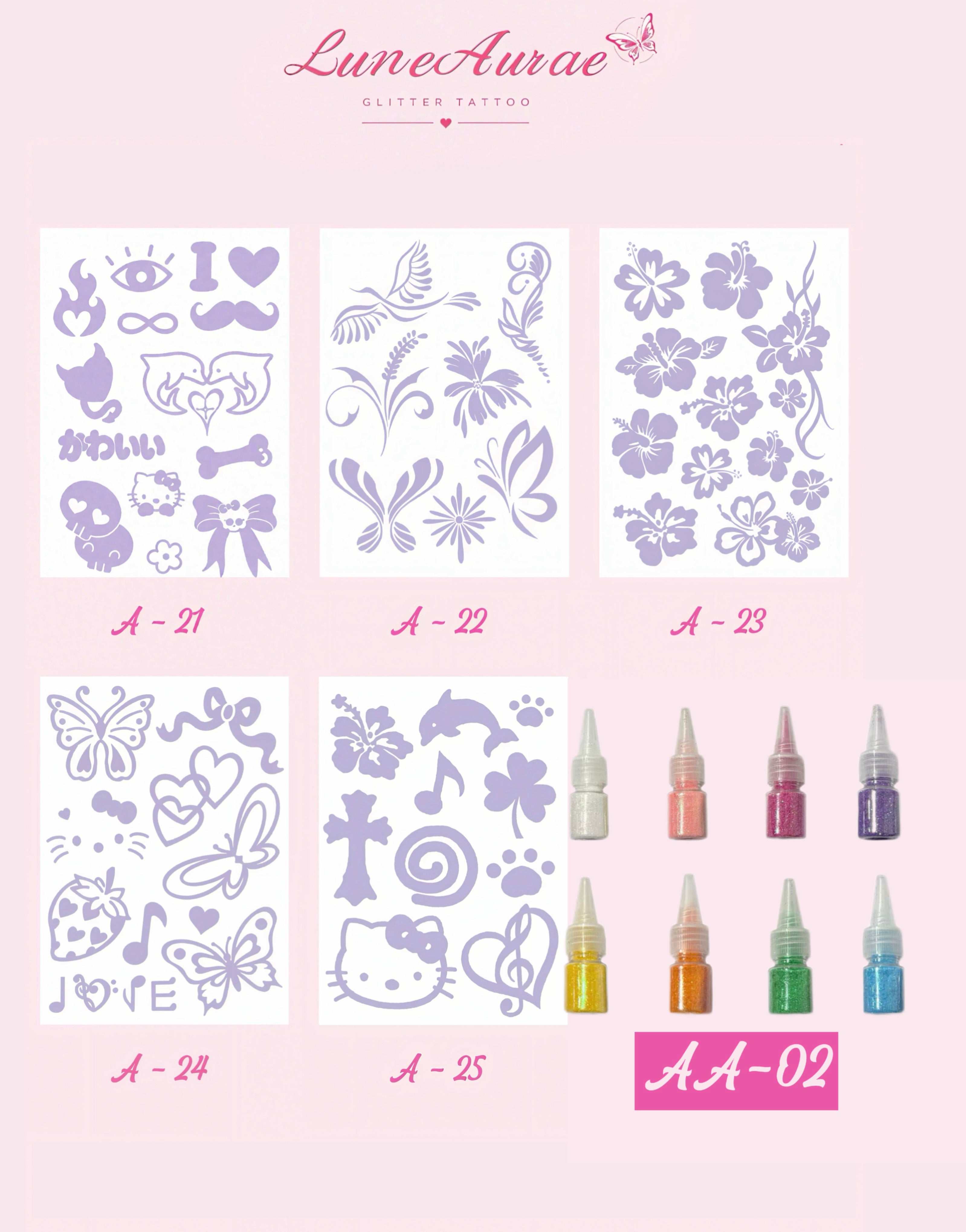 DIY Glitter Tattoo Sticker Set-A series
