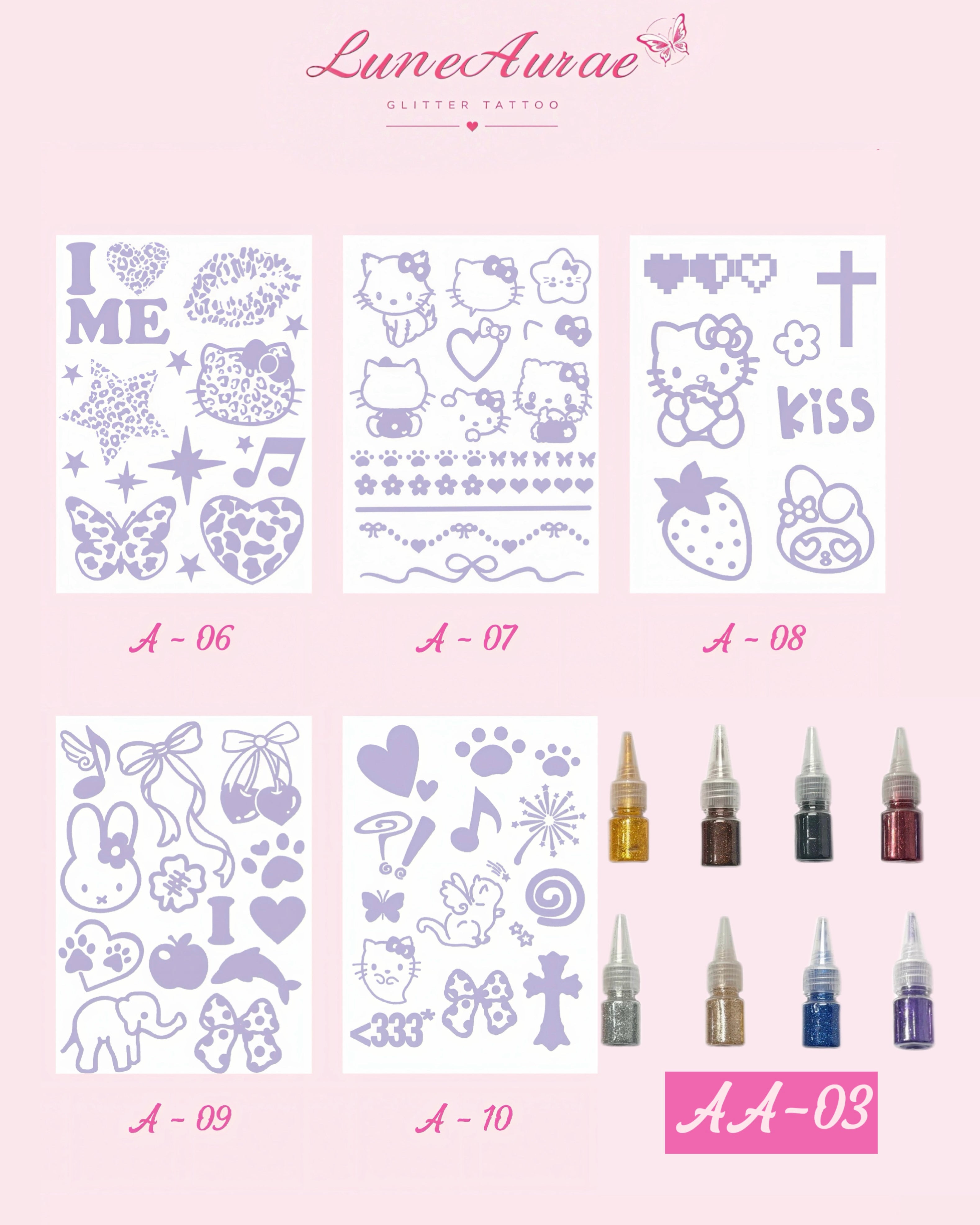DIY Glitter Tattoo Sticker Set-A series