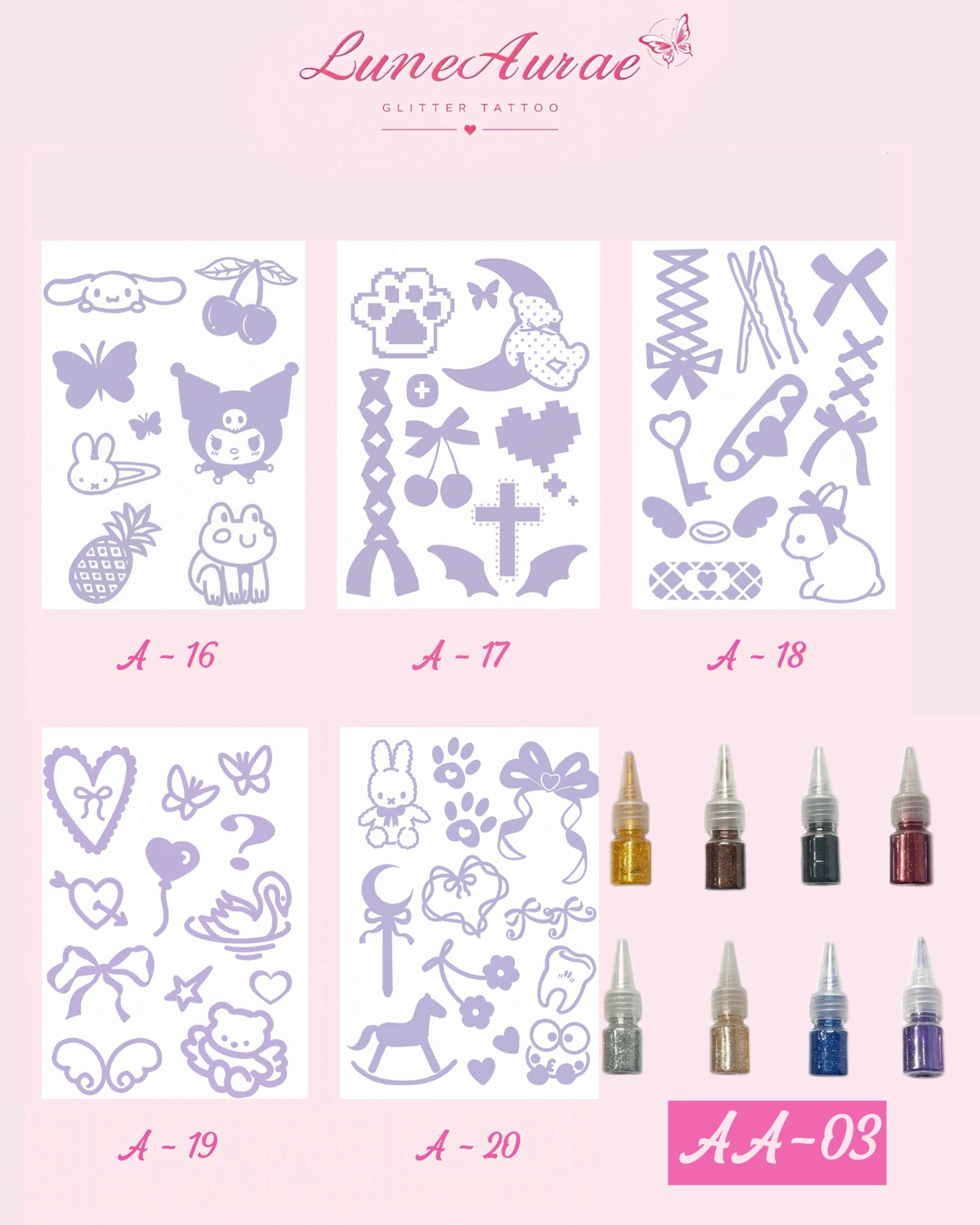 DIY Glitter Tattoo Sticker Set-A series