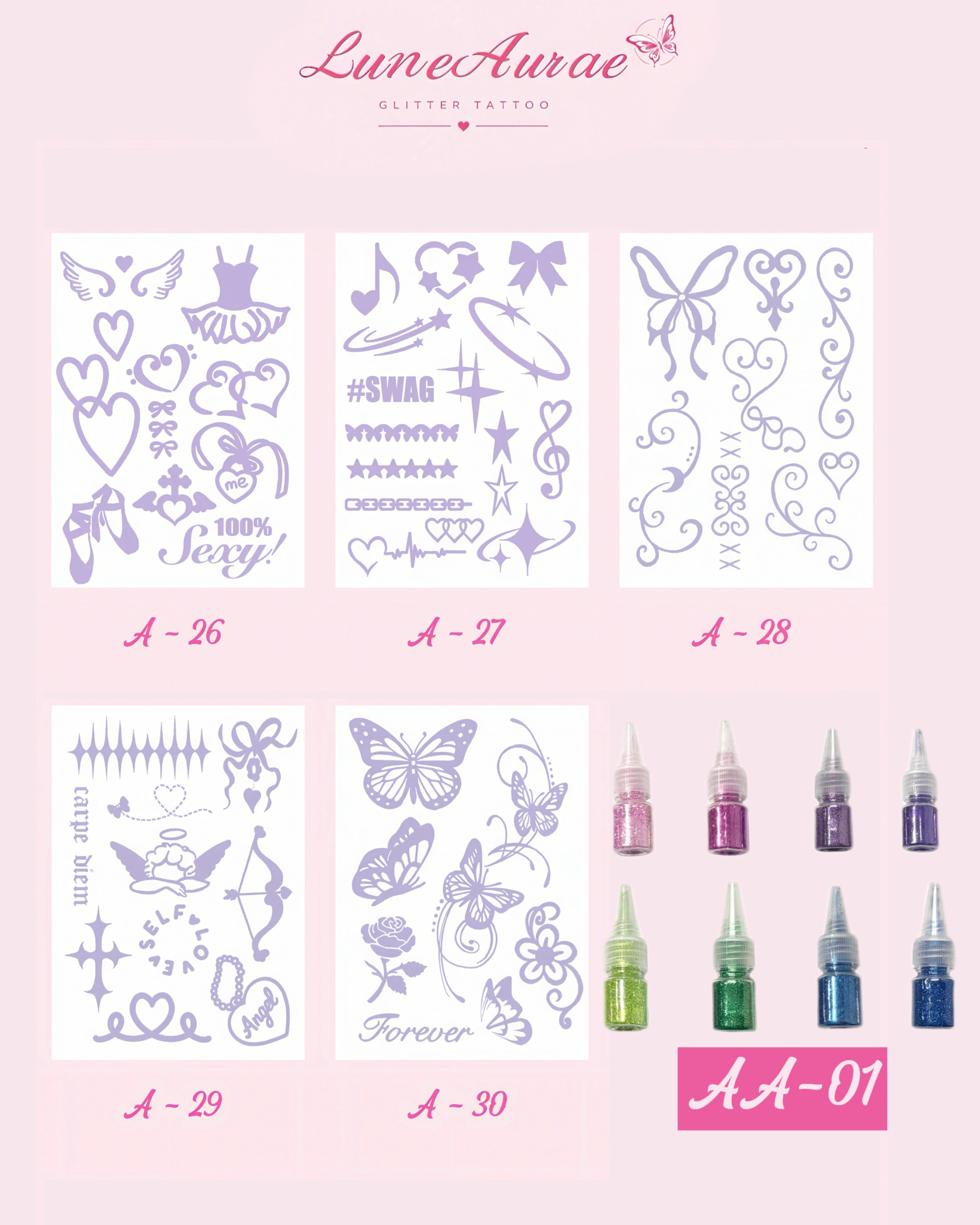 DIY Glitter Tattoo Sticker Set-A series