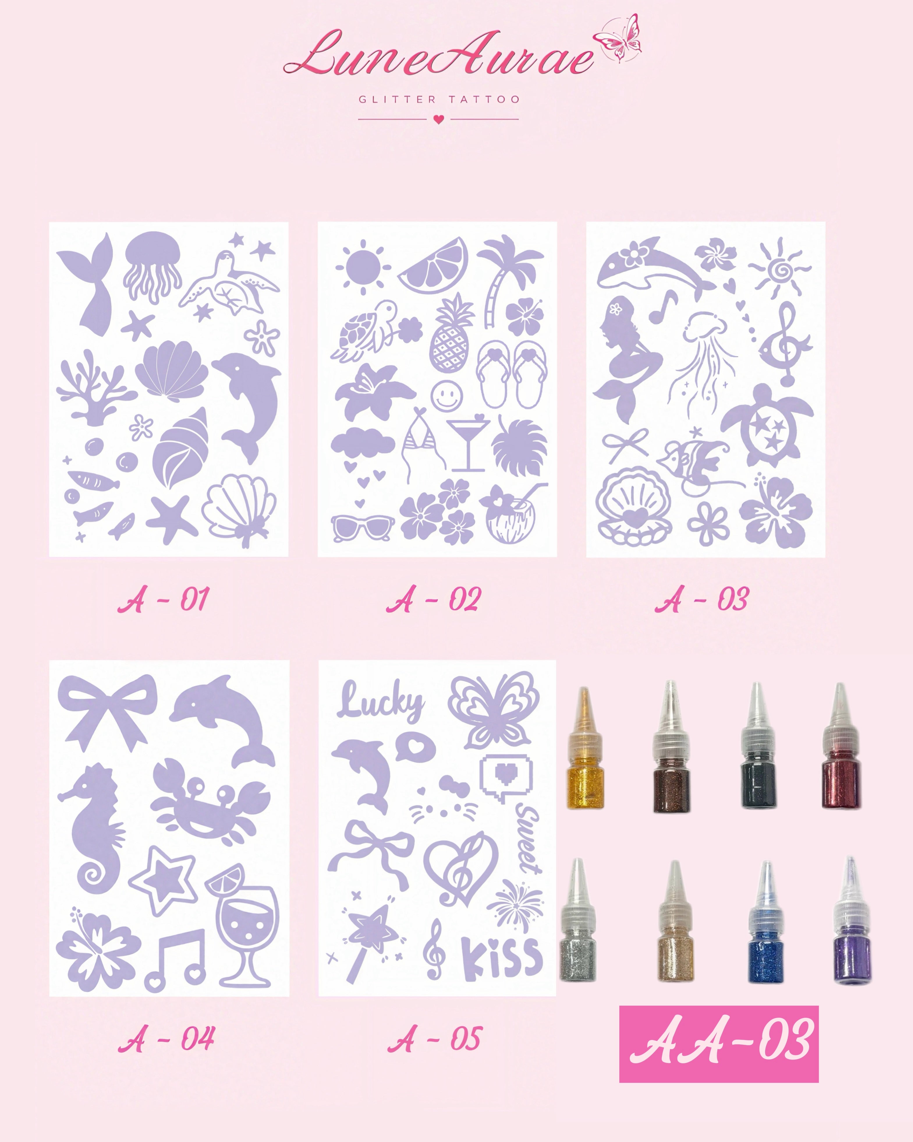 DIY Glitter Tattoo Sticker Set-A series