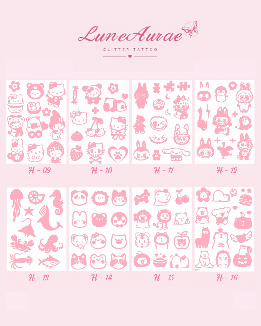 DIY Glitter Tattoo Sticker Set - H series