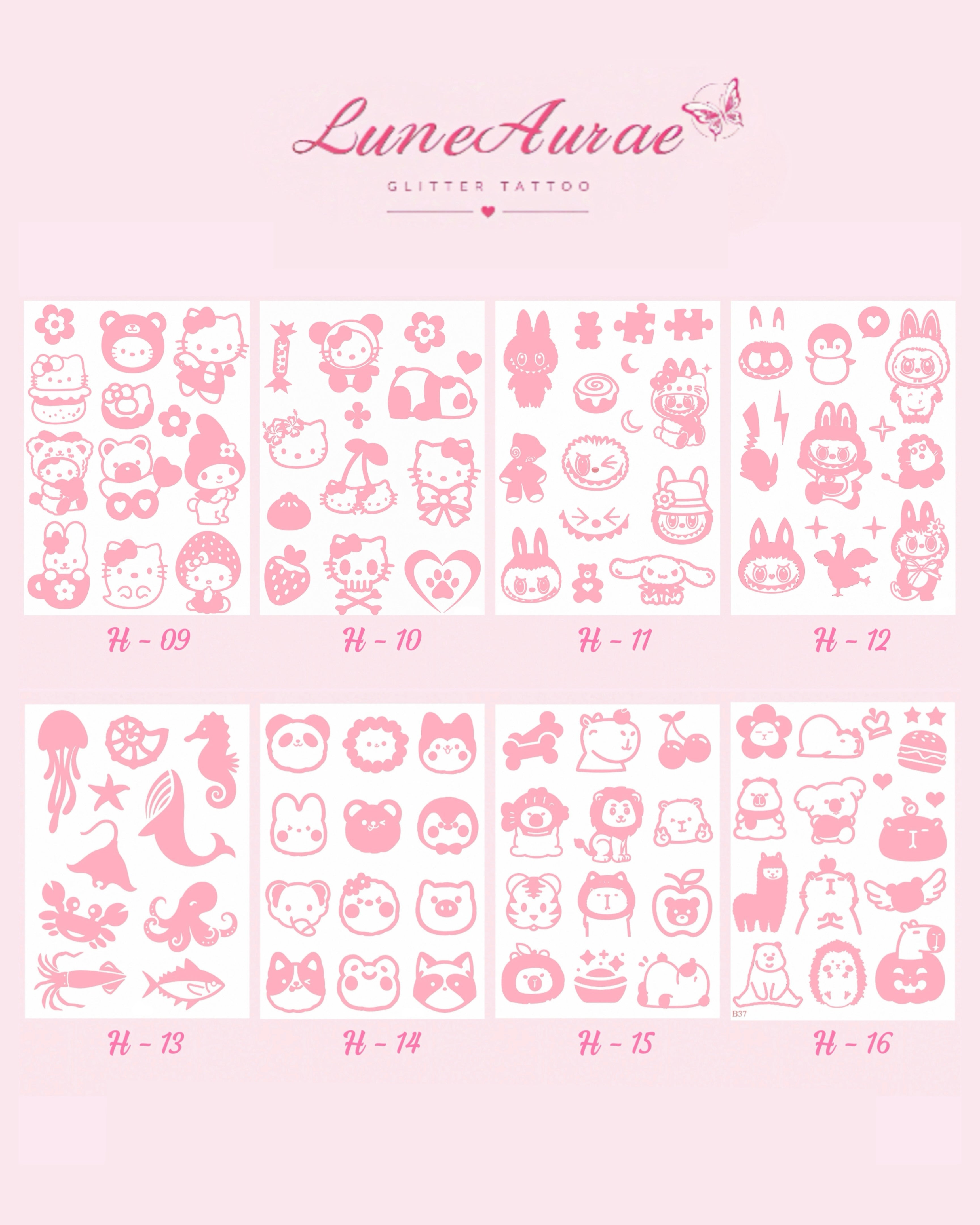 DIY Glitter Tattoo Sticker Set - H series