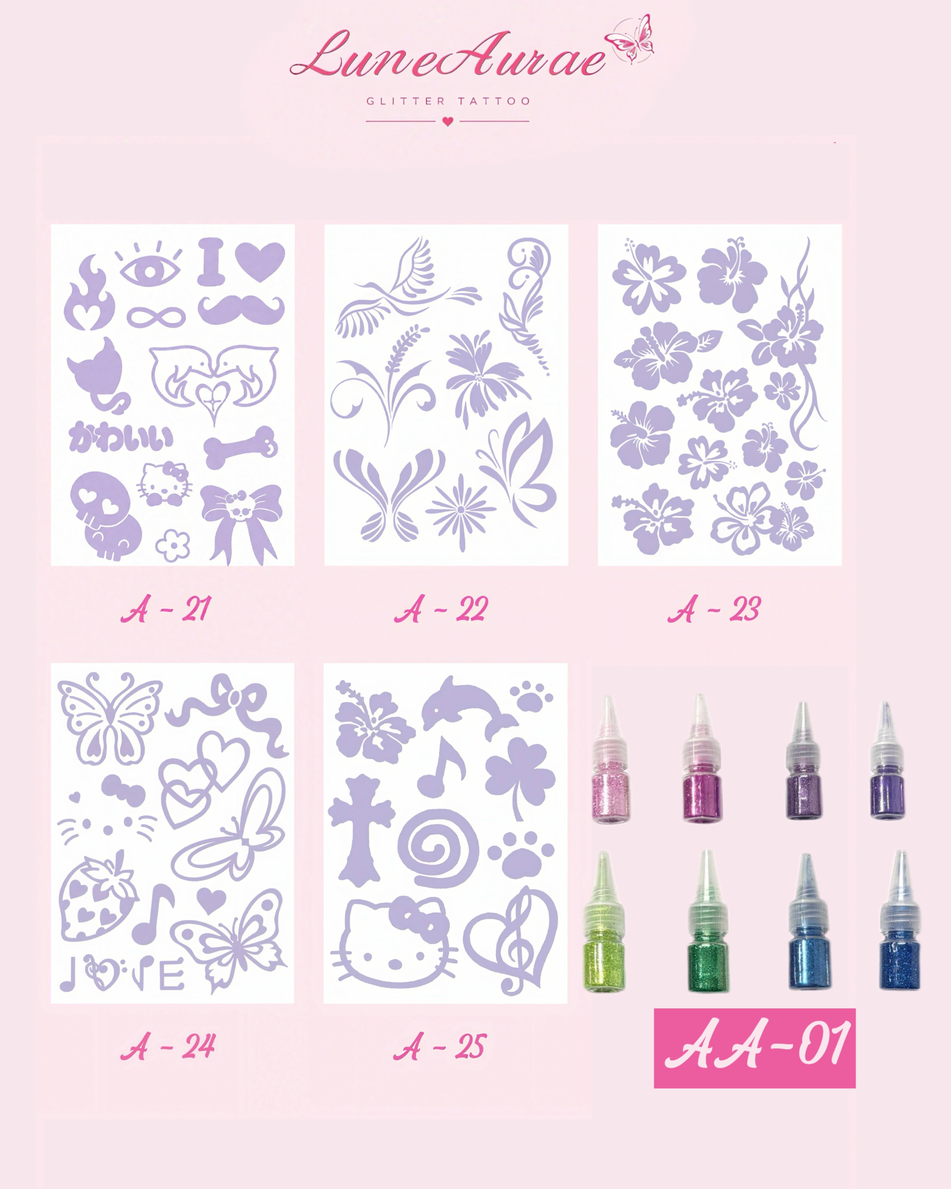 DIY Glitter Tattoo Sticker Set-A series