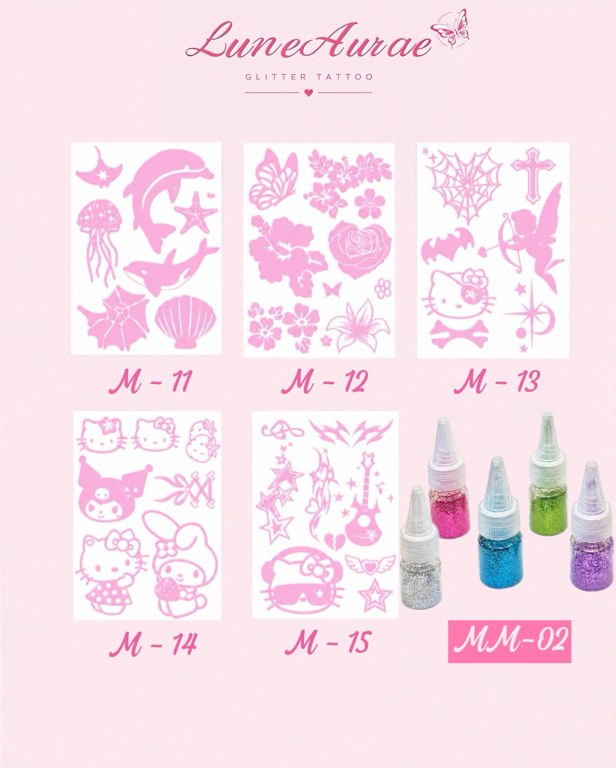 DIY Glitter Tattoo Sticker Set- M series